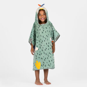 Decathlon Bade-Poncho Babys/Kleinkinder Baumwolle - Papagei grün
