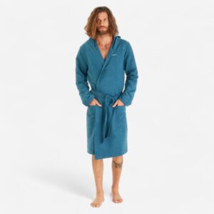 Decathlon Bademantel Herren Mikrofaser Kapuze kompakt - blau