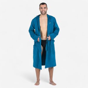 Decathlon Bademantel Herren Mikrofaser Kapuze kompakt - dunkelblau