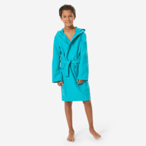 Decathlon Bademantel Kinder kompakt Kapuze Mikrofaser - türkisblau