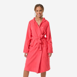 Decathlon Bademantel Mikrofaser Damen Kapuze kompakt - dunkelrosa
