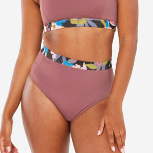 Decathlon Bikini-Hose Surfen Damen hoher Bund Rosa violett