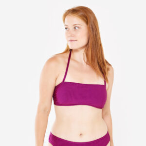 Decathlon Bikini-Oberteil Bandeau Damen strukturiert Laura violett