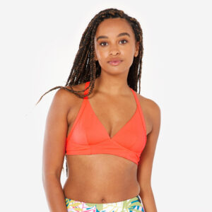 Decathlon Bikini-Oberteil Bustier Surfen Damen strukturiert Bea neon-orange