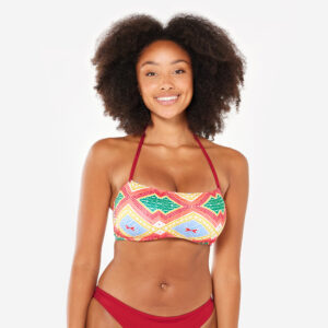 Decathlon Bikini-Oberteil Damen Bandeau Surfen Lori Sangria rot