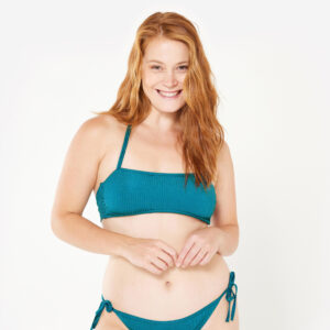 Decathlon Bikini-Oberteil Damen Bandeau strukturiert Laura Folk blau