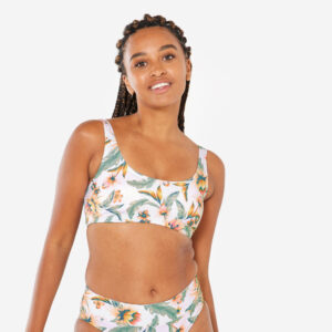 Decathlon Bikini-Oberteil Damen Bustier Aurely Belly weiß