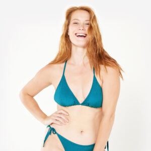 Decathlon Bikini-Oberteil Damen Triangel strukturiert Mae Folk petrol blau