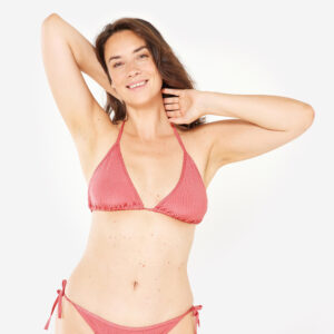 Decathlon Bikini-Oberteil Damen Triangel verschiebbar Mae gerippt rosa