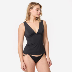Decathlon Bikini-Oberteil Tankini Marine Dekolleté V-förmig herausnehmbare Cups schwarz