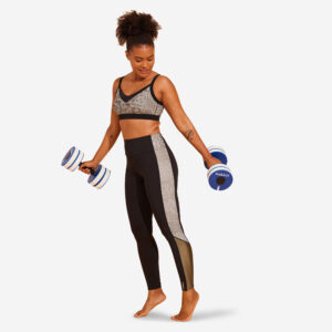 Decathlon Damen Aquagym Leggings ‒ schwarz/khaki bedruckt