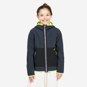Decathlon Fleecejacke Segeln Kinder warm wendbar 500 grau/neongelb