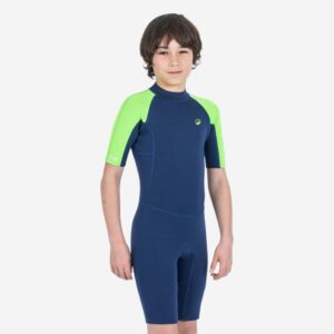 Decathlon Neopren Shorty Surfen Kinder Yulex 100 blau/grün