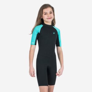 Decathlon Neopren Shorty Surfen Kinder Yulex 100 schwarz/türkis
