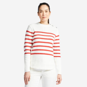 Decathlon Pullover Segeln Damen weiß/rot gestreift