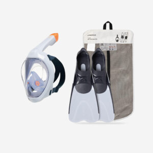 Decathlon Schnorchel-Set Erwachsene Easybreath Maske 500 und Schnorchelflossen 100 kurz