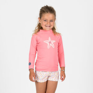 Decathlon Schwimmshorts Baby/Kinder - Print Blumen weiß/rosa