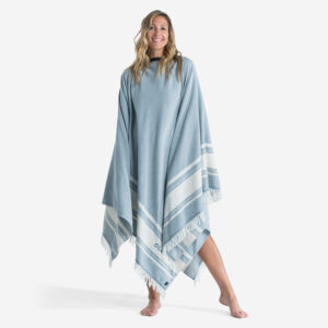 Decathlon Strandhandtuch Poncho 190 × 190 cm - grau/blau