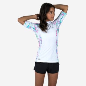 Decathlon UV-Shirt kurzarm Kinder 500 Palm weiß