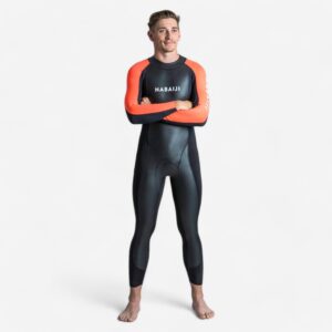 NABAIJI Schwimmanzug Neopren Herren Freiwasserschwimmen - OWS 100 2/2 mm schwarz/orange