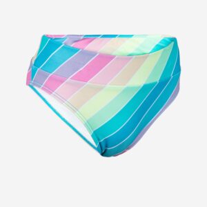OLAIAN Bikini-Hose Mädchen 500 Bao Rainbow Stripes türkis