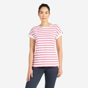 TRIBORD Segelshirt kurzarm Damen 100 weiss/rosa